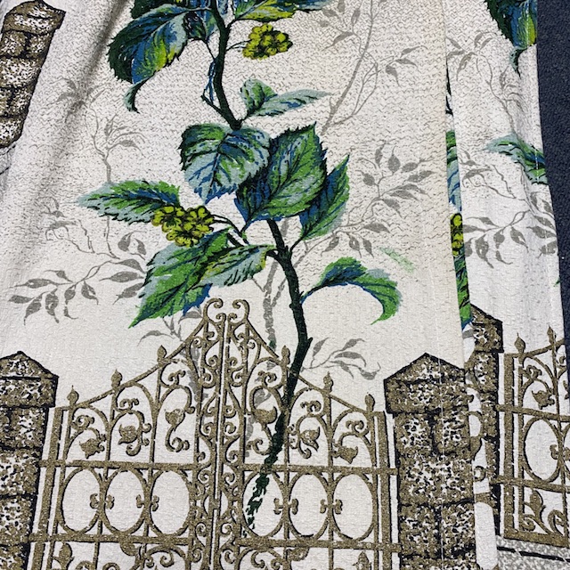 CURTAIN, Pair Vintage Floral w Gates